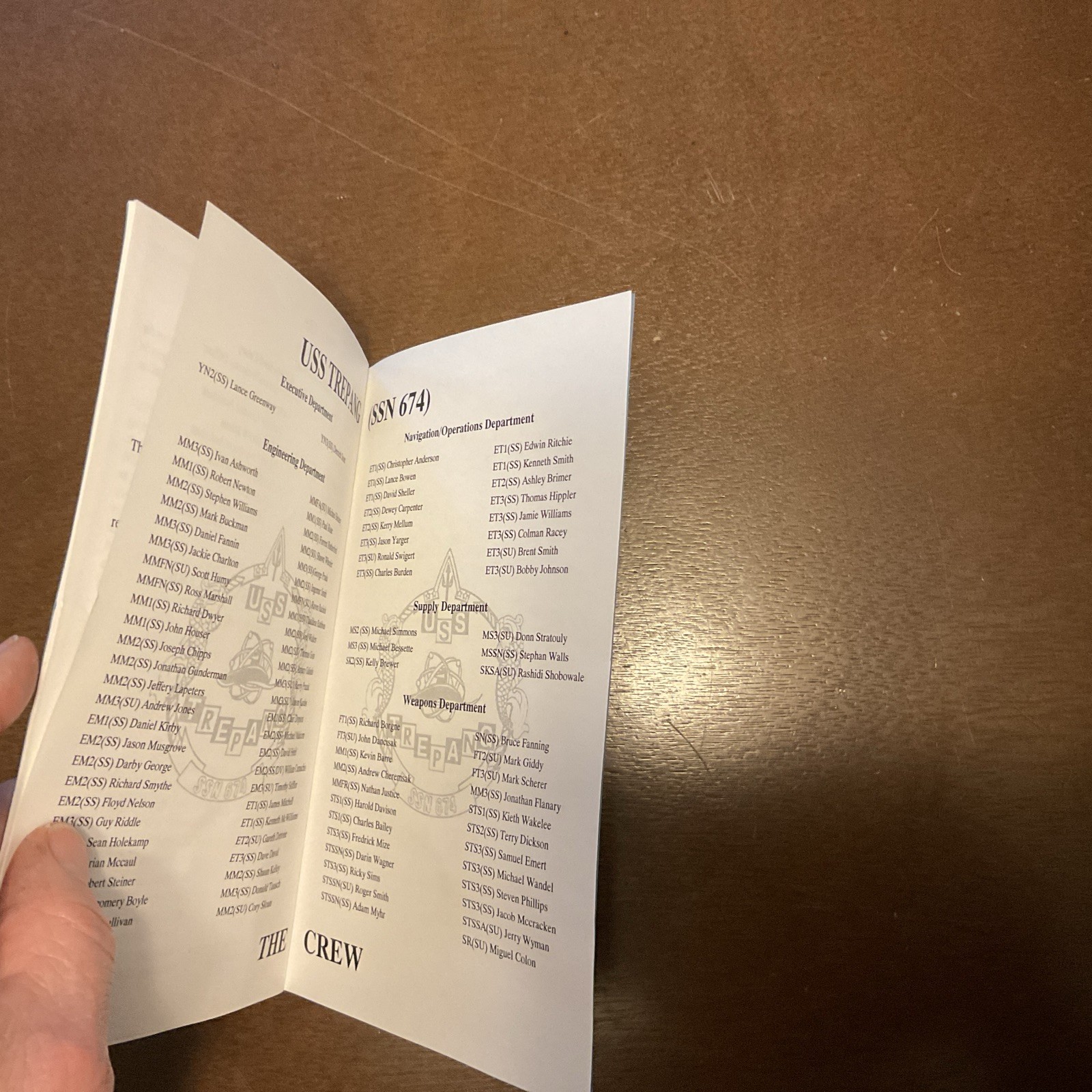 1998 Change of Command Ceremony USS TREPANG SSN 674 Handout Pamphlet Vintage