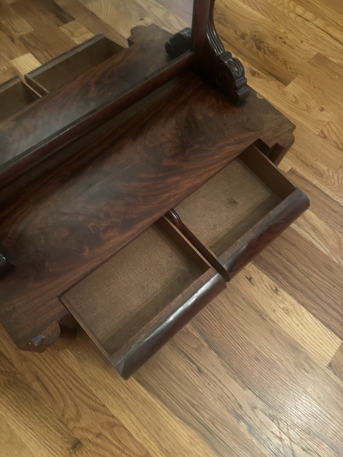 Antique English Georgian Mahogany Shaving Stand Dressing Table w Swing Mirror