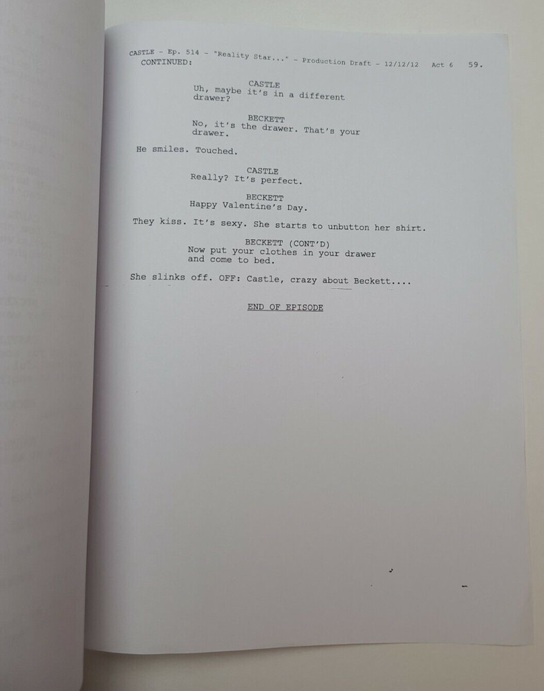 CASTLE / David Grae TV Script, Patrick Fabian episode "Reality Star Struck"