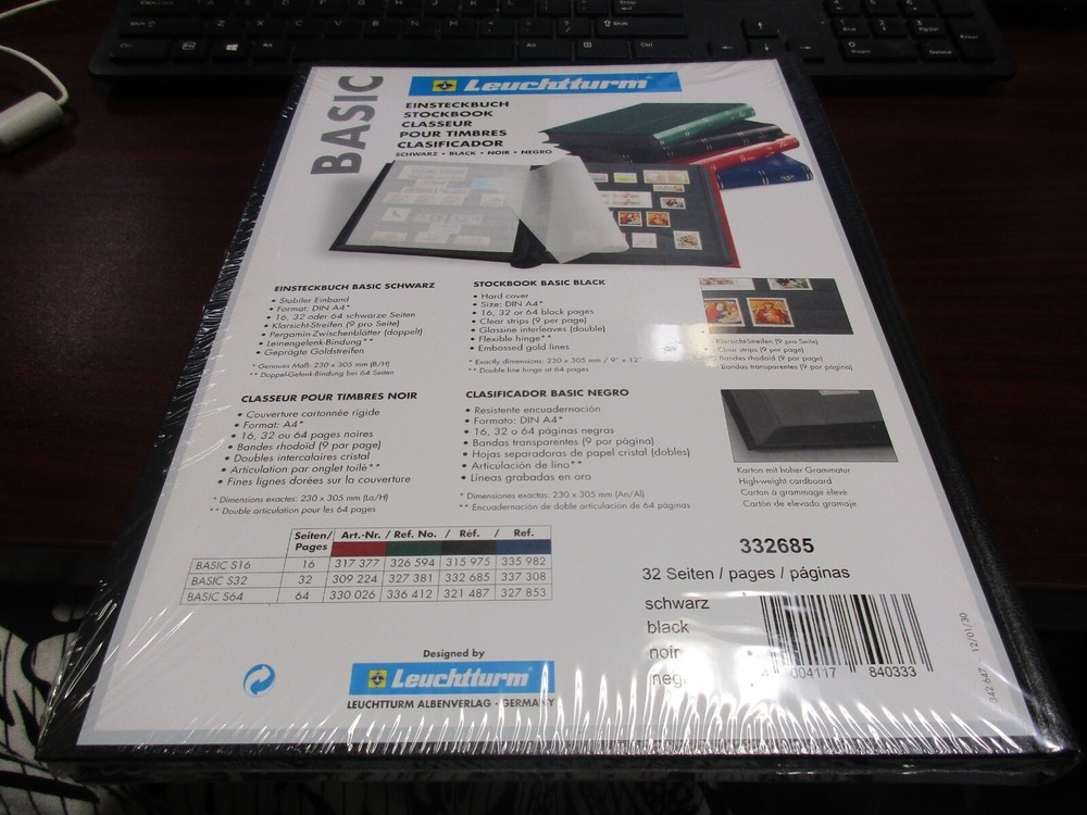 LIGHTHOUSE STOCKBOOK #332685,32 BLACKPAGES BLACK COVERNEW IN SHRINKWRAP FREE SHP