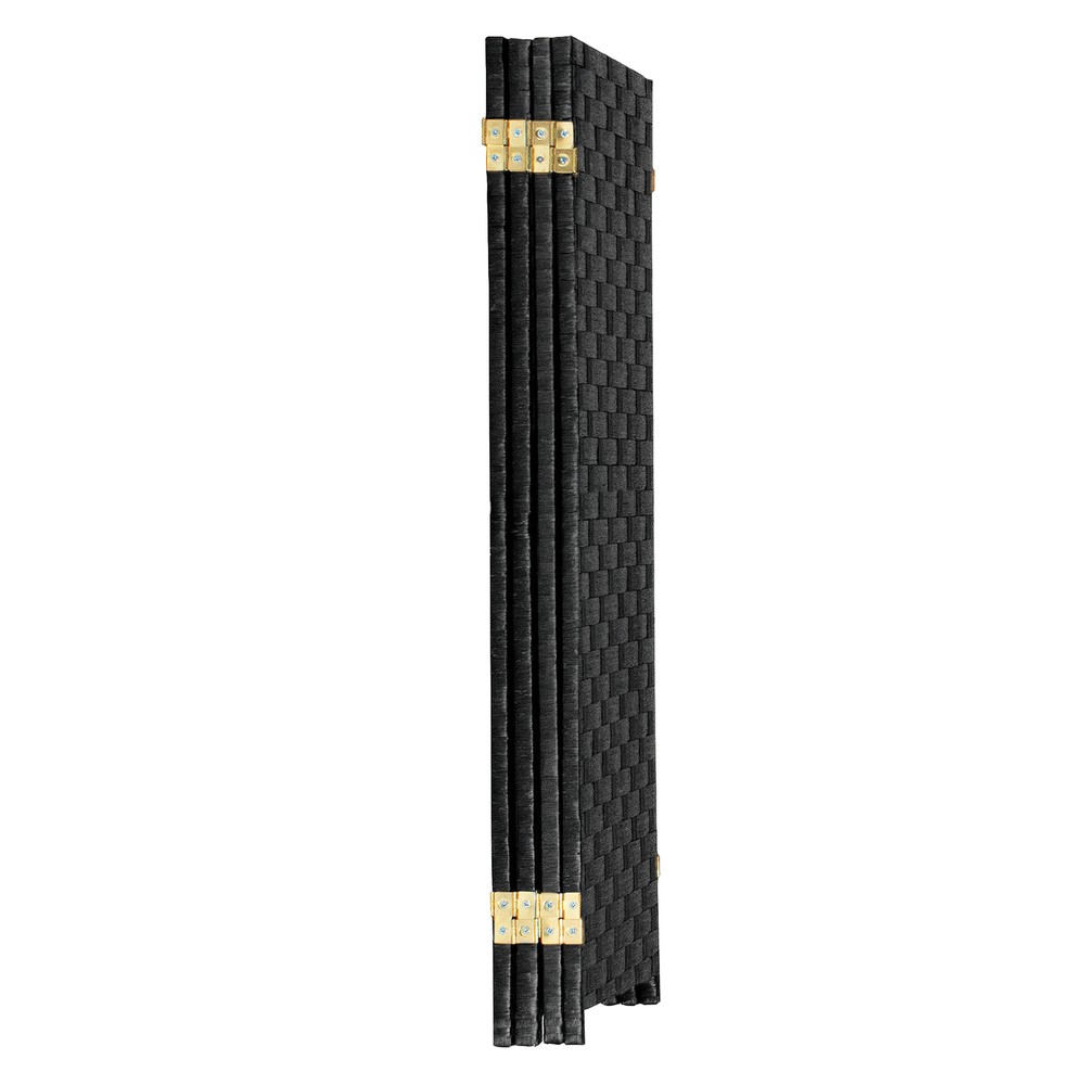 3 ft. Short Woven Fiber Folding Screen - 4 Panel - Black