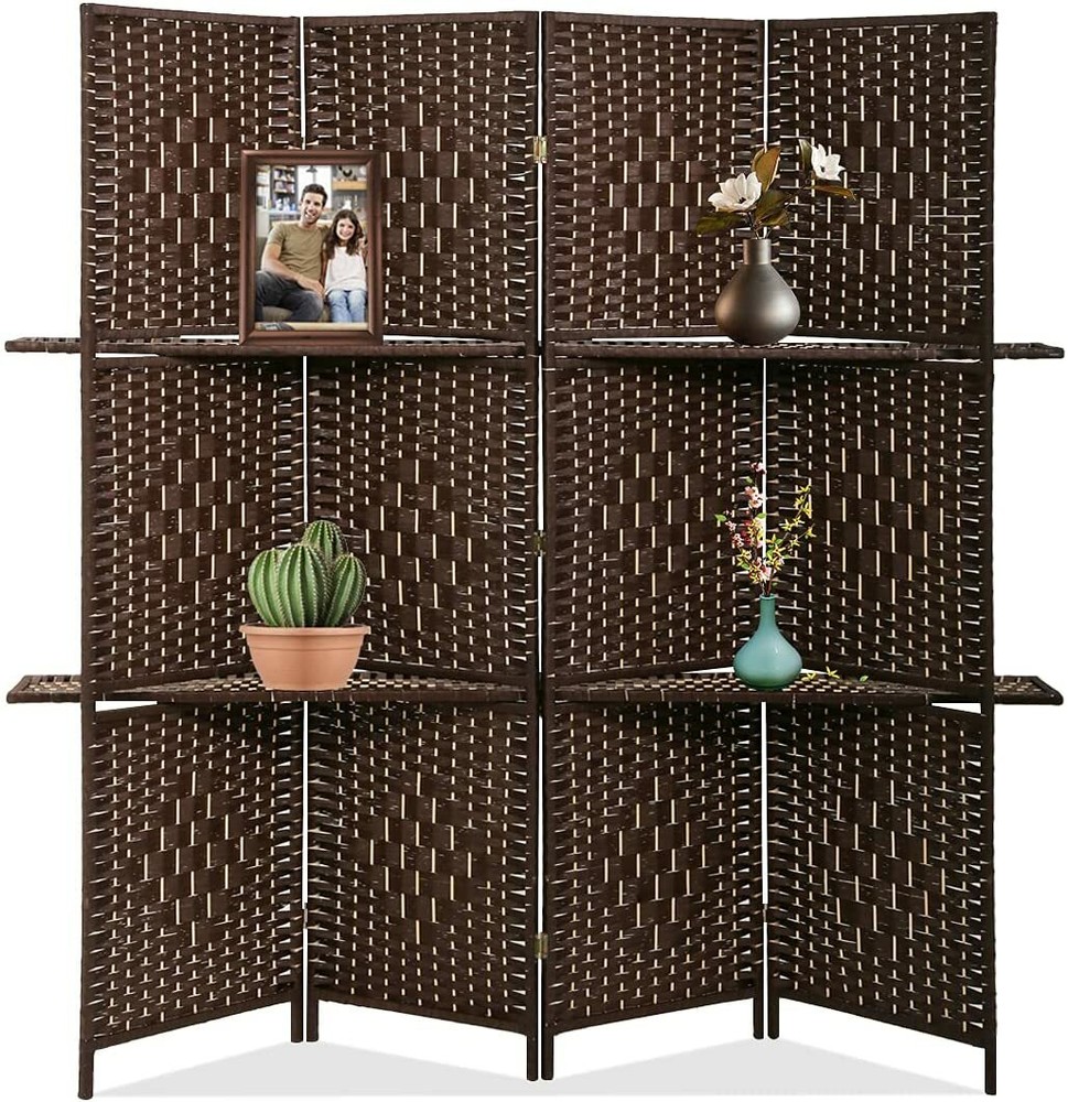 4 Panel Room Divider Wooden Screen Folding Privacy Portable Partition Screen