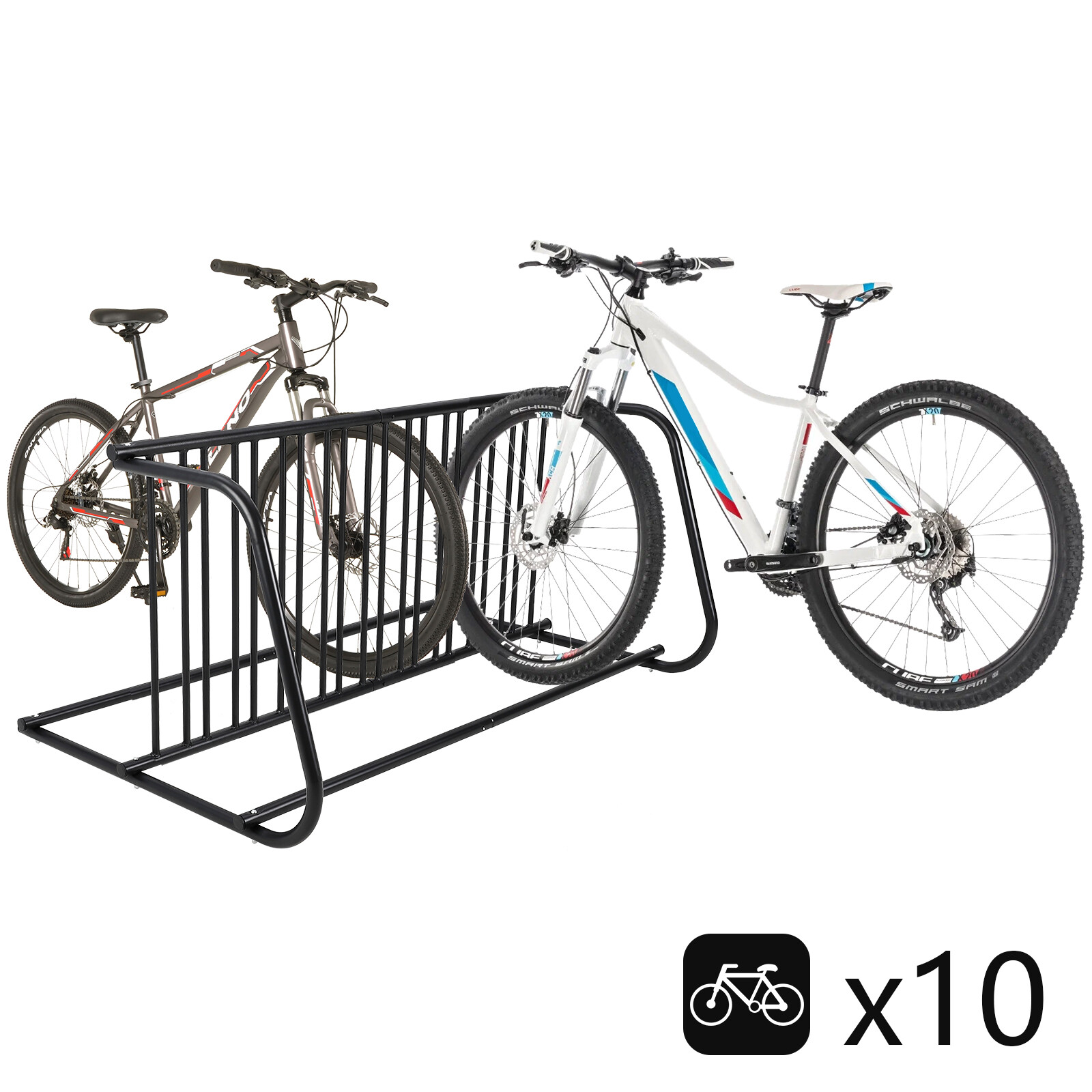 Floor Grid Bike Rack Stand 10-Bike Capacity Dual Side Bike Storage Parking Stand