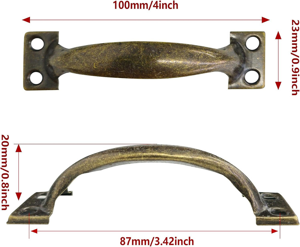 12Pcs 4 Metal Gate Pull Handle Vintage Barn Door Pulls Utility Bronze