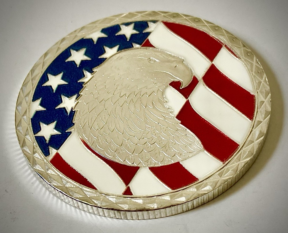 Air Force Veterans Challenge Coin-Silver Colored-3D-Eagle-Flag-New