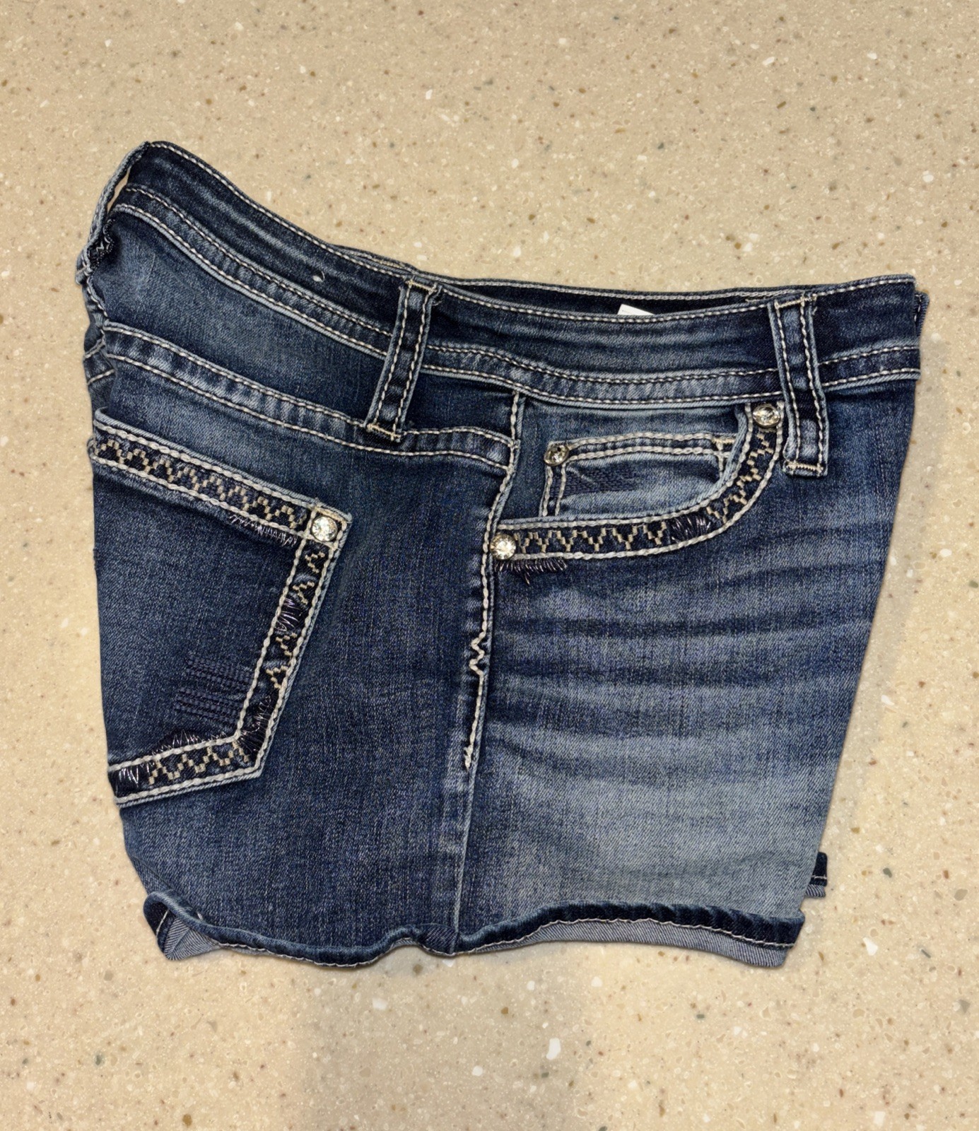 SHYANNE Shorts Womens Size 27 Blue Jean Denim Cowgirl Western Bling 4” JUNIORS