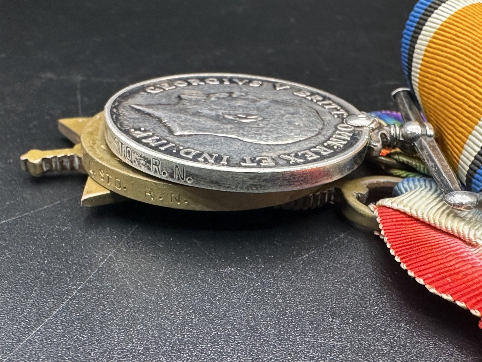 WW1 Star Medal Trio SS.106458 A.E.King STO.1.RN Stoker Royal Navy