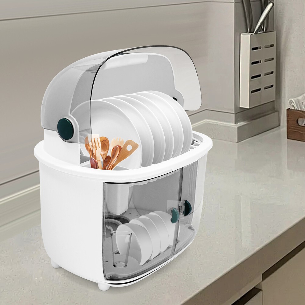 2 Tier Plastic Drying Rack for Kitchen, Dish Drying Rack 2-tier Dish Drying Rack