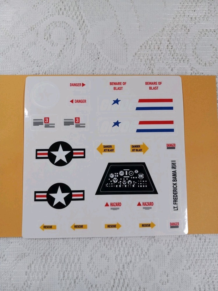 Gi Joe Skyhawk 1:12 Classified Decal Sheet, New Custom, Peel & Stick, Read Disc