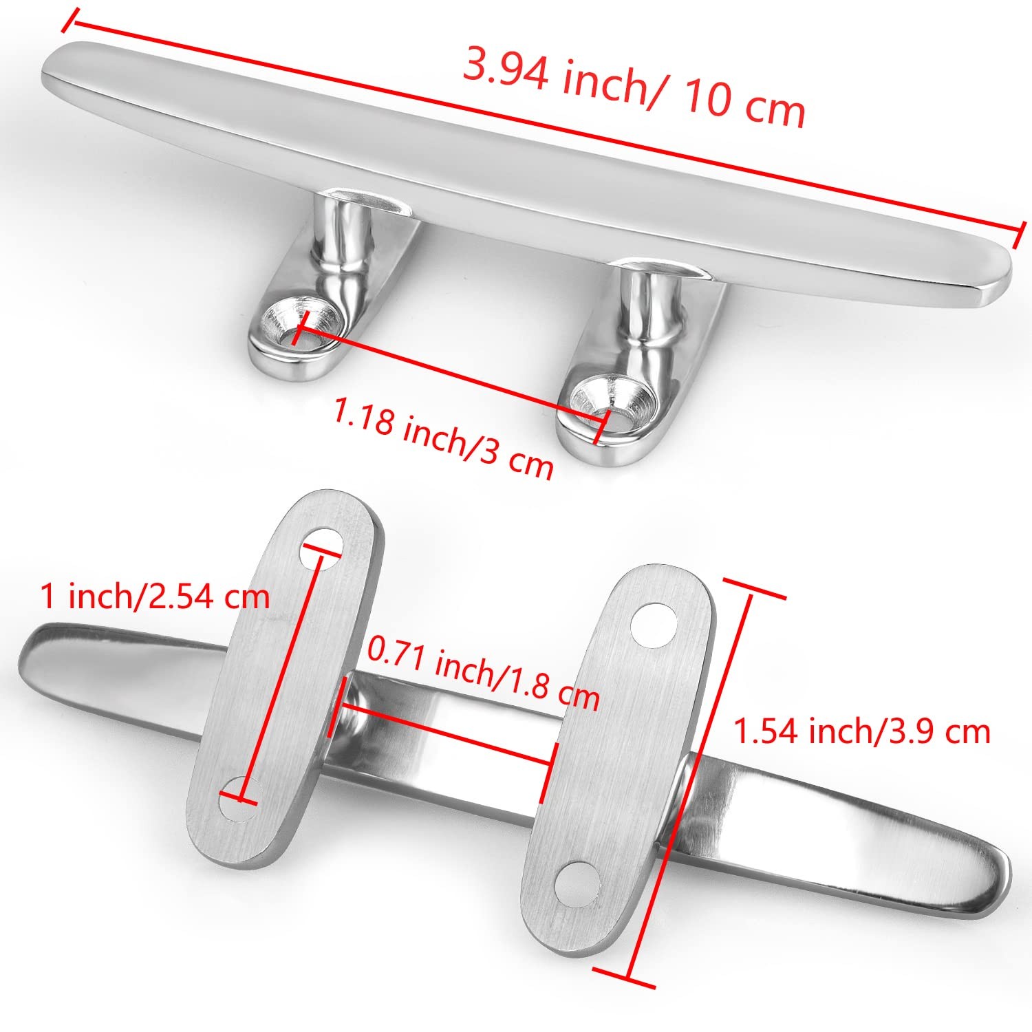 Boat Cleat Small Dock Cleat 2 PCS 4 Inch Open Base 316 Stainless Steel Tie Hook
