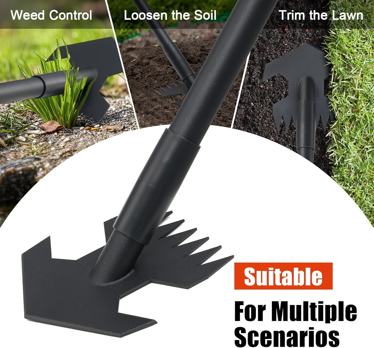 Hoe Garden Yard Tool Long Handle 52" Dual Use Weeder Cultivator Steel Blade