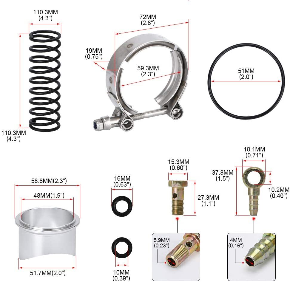 Universal Aluminum 50mm Blow Off Valve Dump Valve BOV with V-band Flange Black