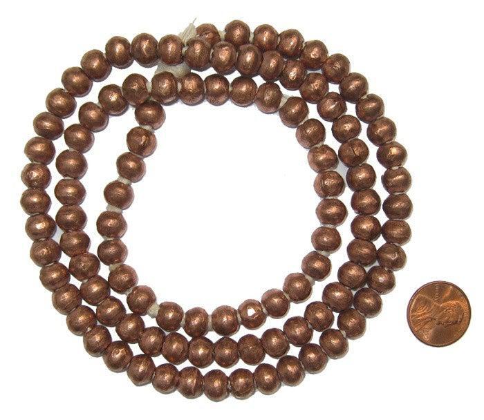 Round Copper Ethiopian Beads 8mm African Large Hole 32 Inch Strand Handmade