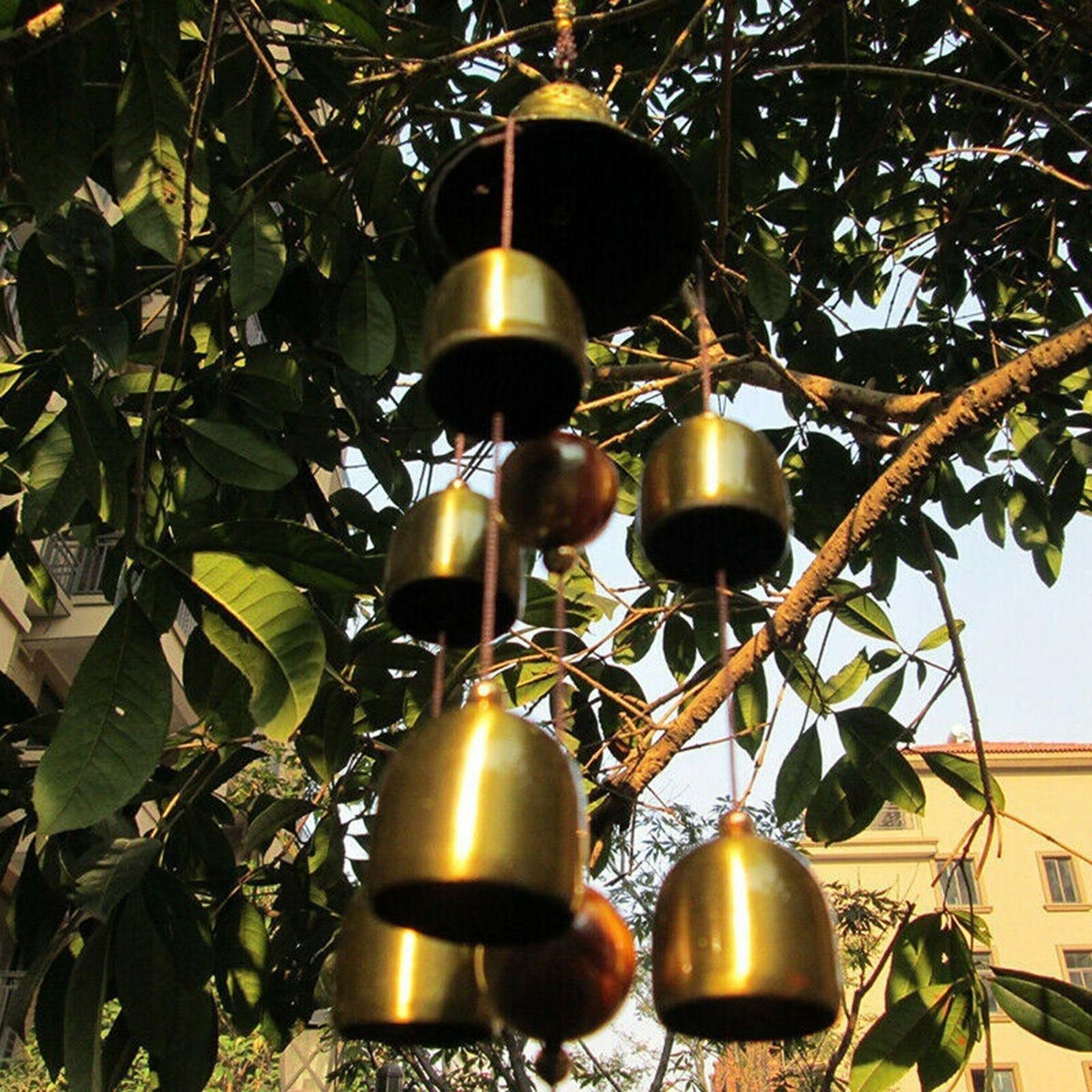 6 Copper Bell Wind Chimes – Outdoor Garden Hanging Decor