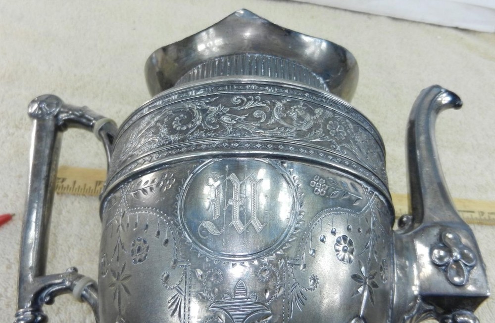 Victorian Simpson Hall Miller Floral Pattern Treble Plated Coffee Tea Pot !!