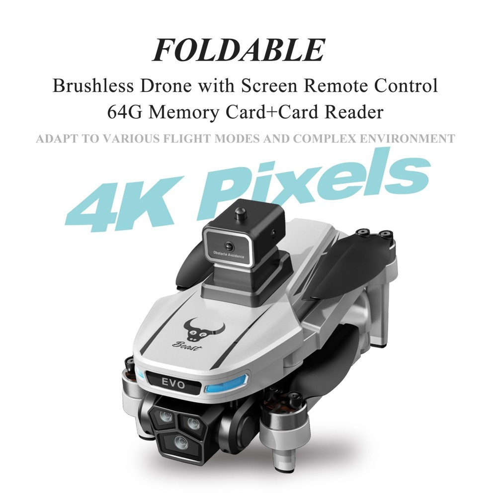 4K Camera Drone with RC Screen Foldable Brushless Quadcopter Obstacle Avoidance