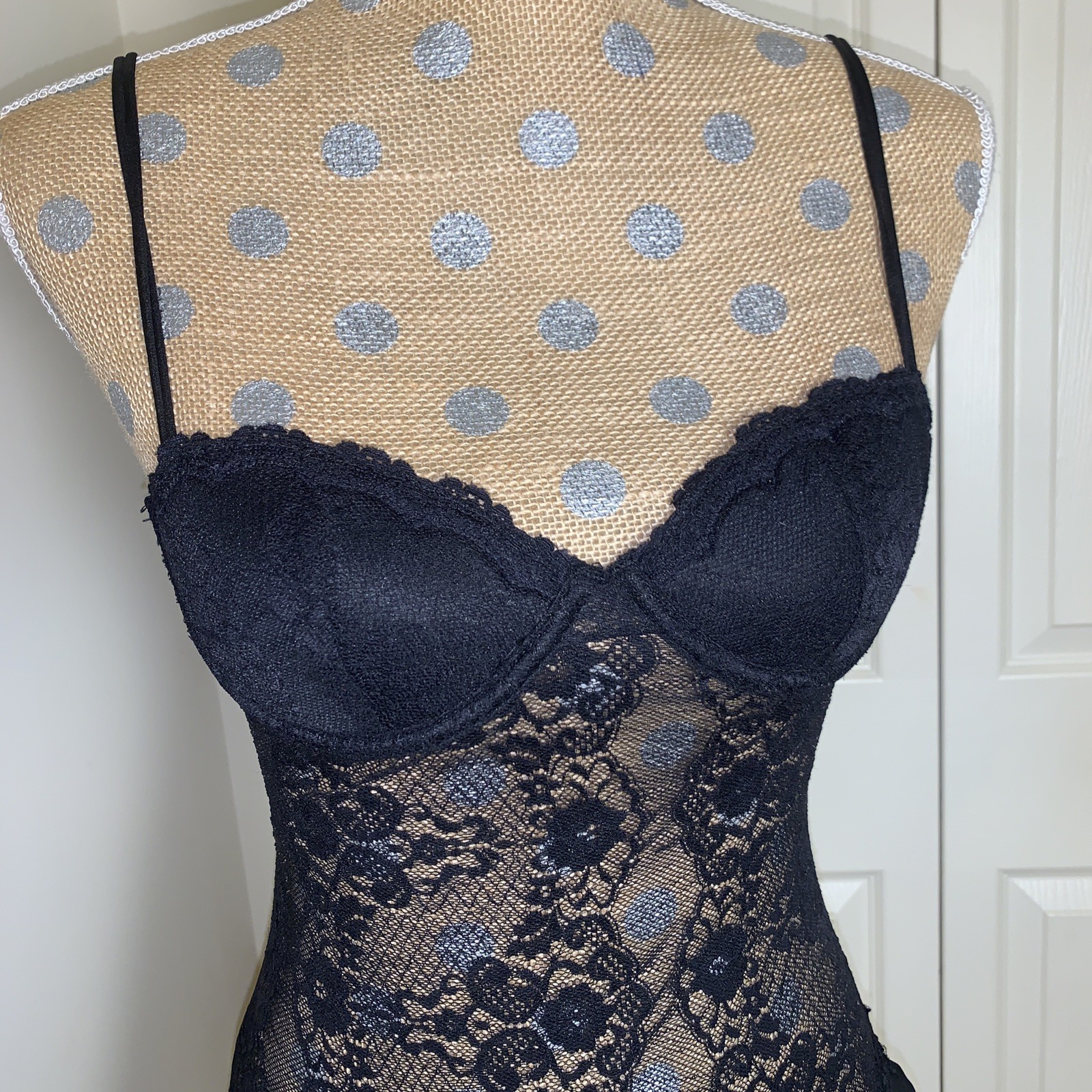 Black Lingerie Slip Pleated Dress Womens Y2K Whimsygoth Coquette Gothic Bustier