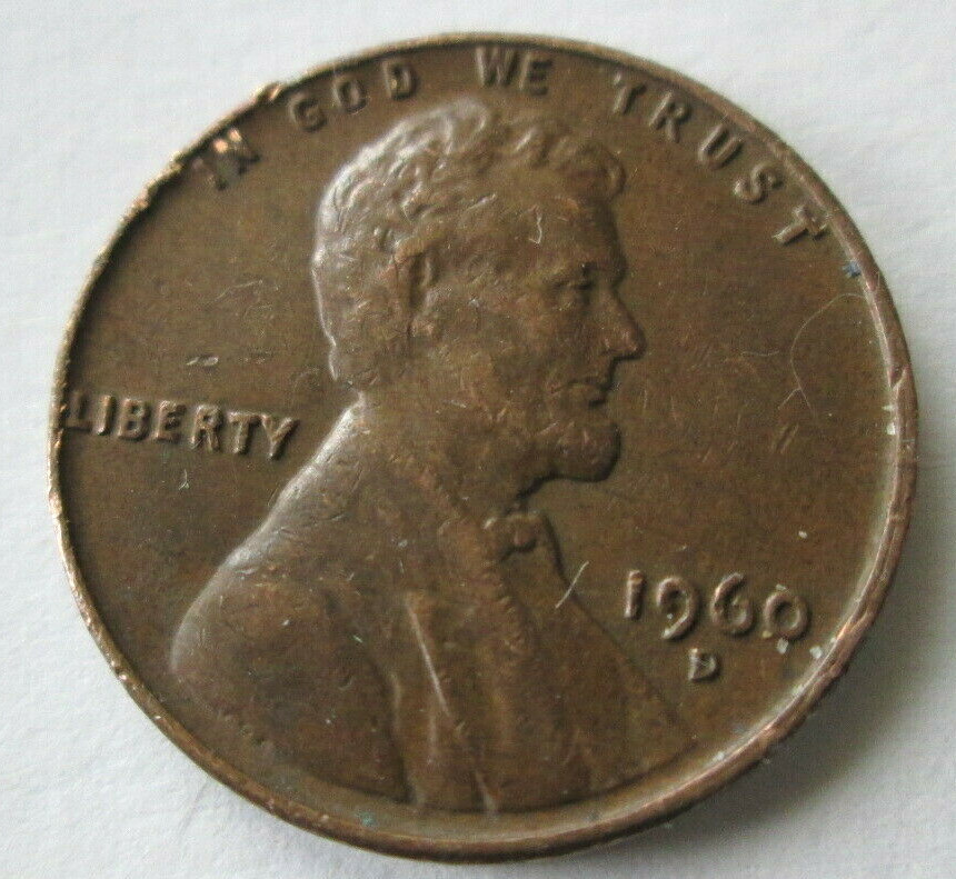 1960-D SMALL DATE, REVERSE FILLED "S" ERROR AT STATES, VF, BROWN, CIRCULATED