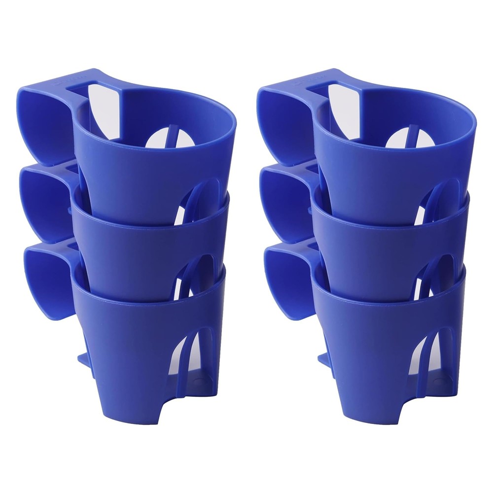 6-Pack Blue Poolside Cup Holders Compatible with Above Ground Pools with 2 In...