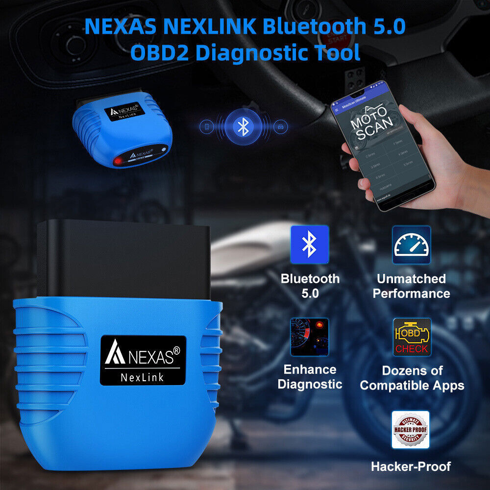 NEXAS NexLink Bluetooth 5.0 OBD2 EOBD Diagnostic Tool Scanner for iOS Android
