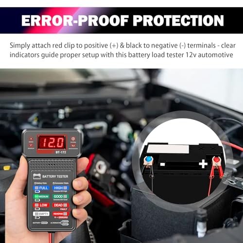 Battery Tester with LED Indicator & LCD Display - 12V Car Battery Load Tester