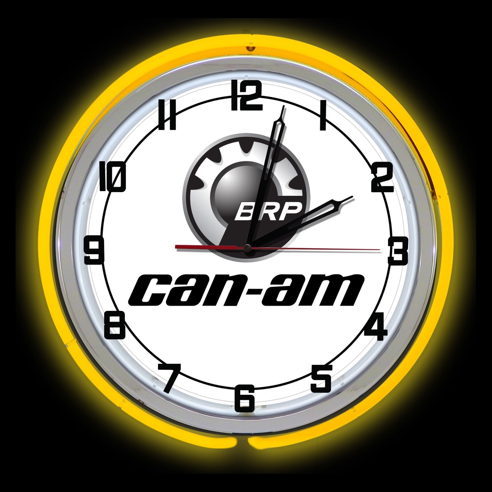 BRP Can-AM 19" YELLOW Double Neon Clock Motorcycle Side by Side Man Cave Garage