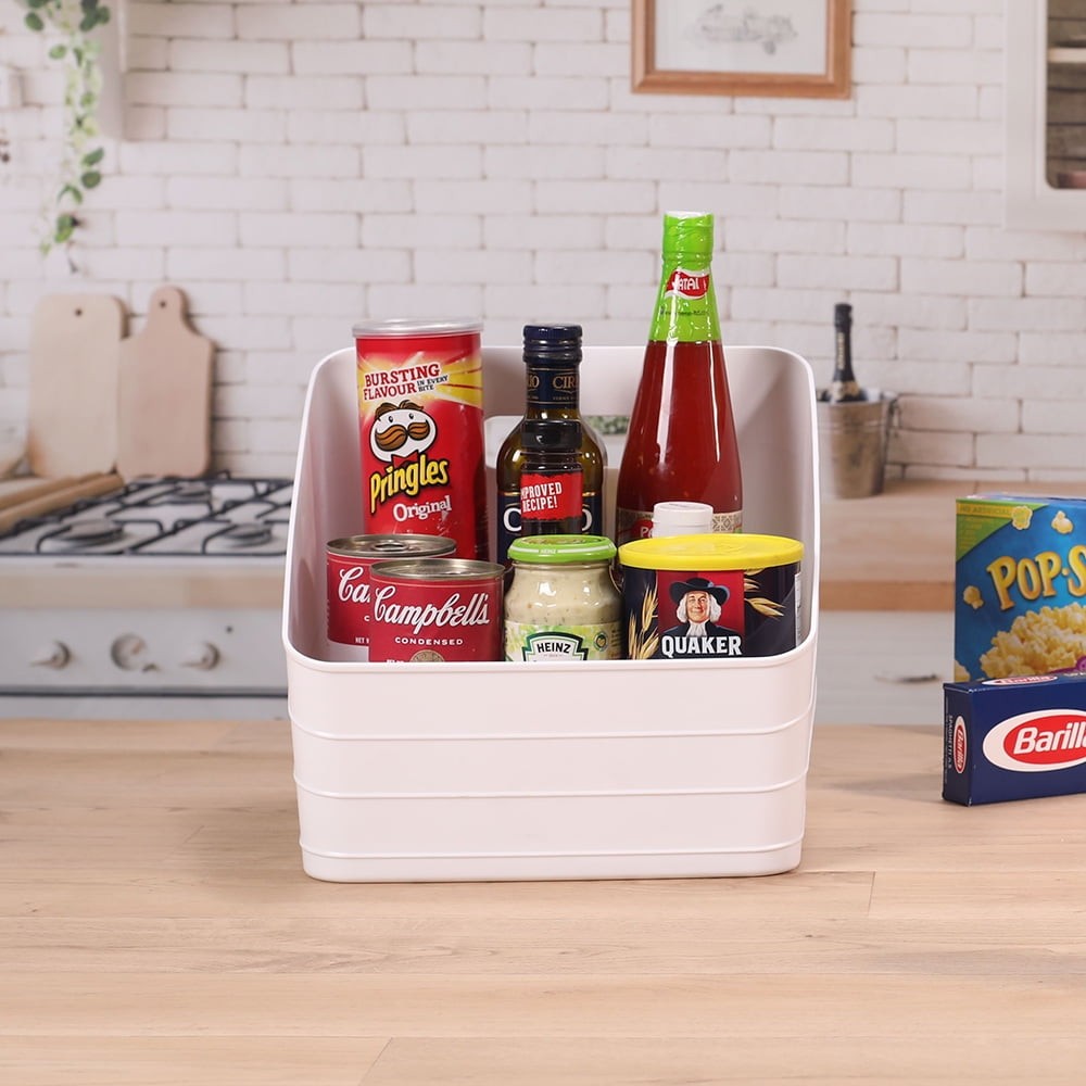 Flexible Plastic Closet Bin, White, 4 pack