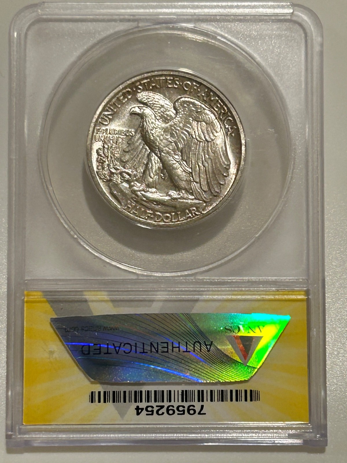 1942 P Walking Liberty Silver Half Dollar ANACS MS65