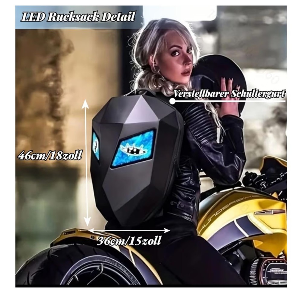 Motorcycle LED Knight Backpack Laptop Bag DIY programming Backpack 3D Waterproof