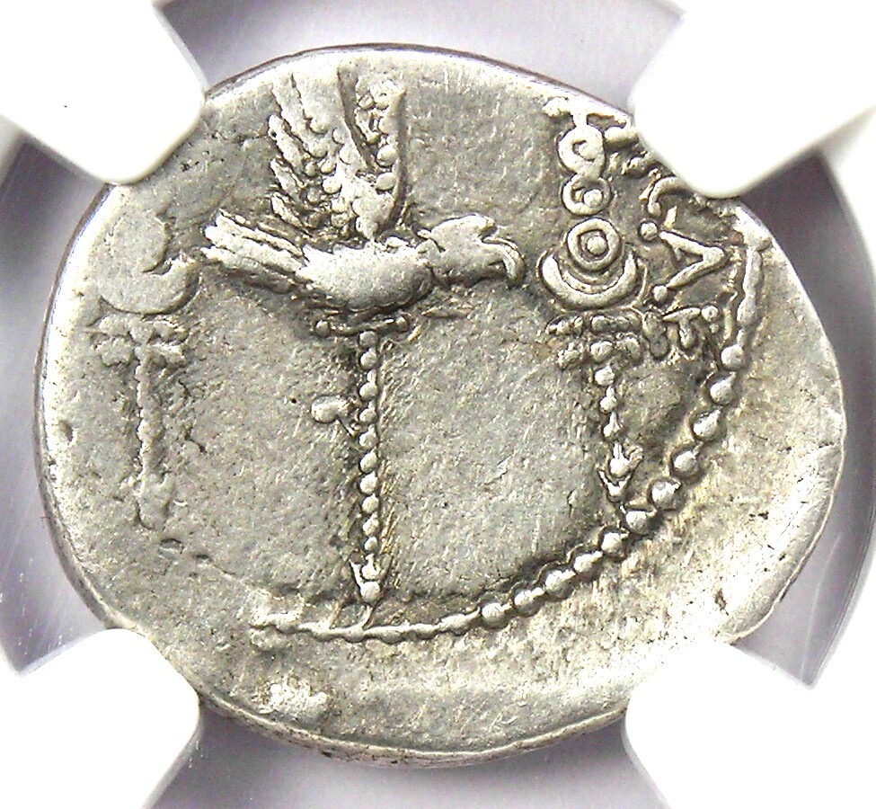 Marc Antony AR Denarius Silver Galley Roman Coin 32 BC - Certified NGC VF