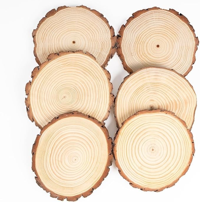 Wood Slices for Centerpieces, 6Pcs Large Unfinished Wood Slices 7-8 Inches round