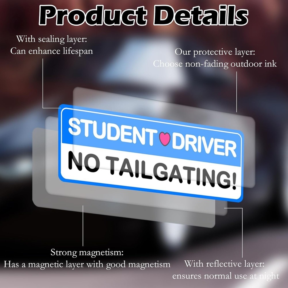 8Pc Student Driver Magnetic Sticker Set