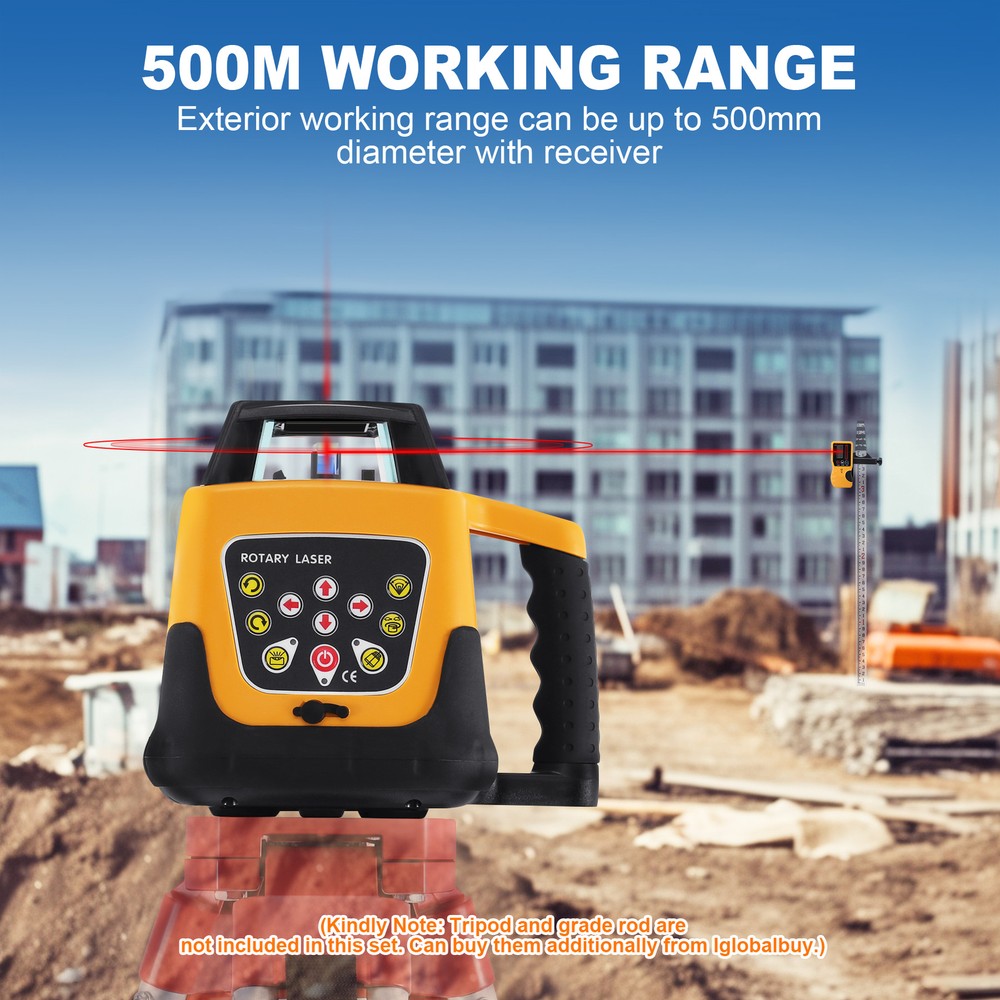 Self-Leveling 360° Rotary Rotating Red Laser Level Tool Kit Automatic 500m Range