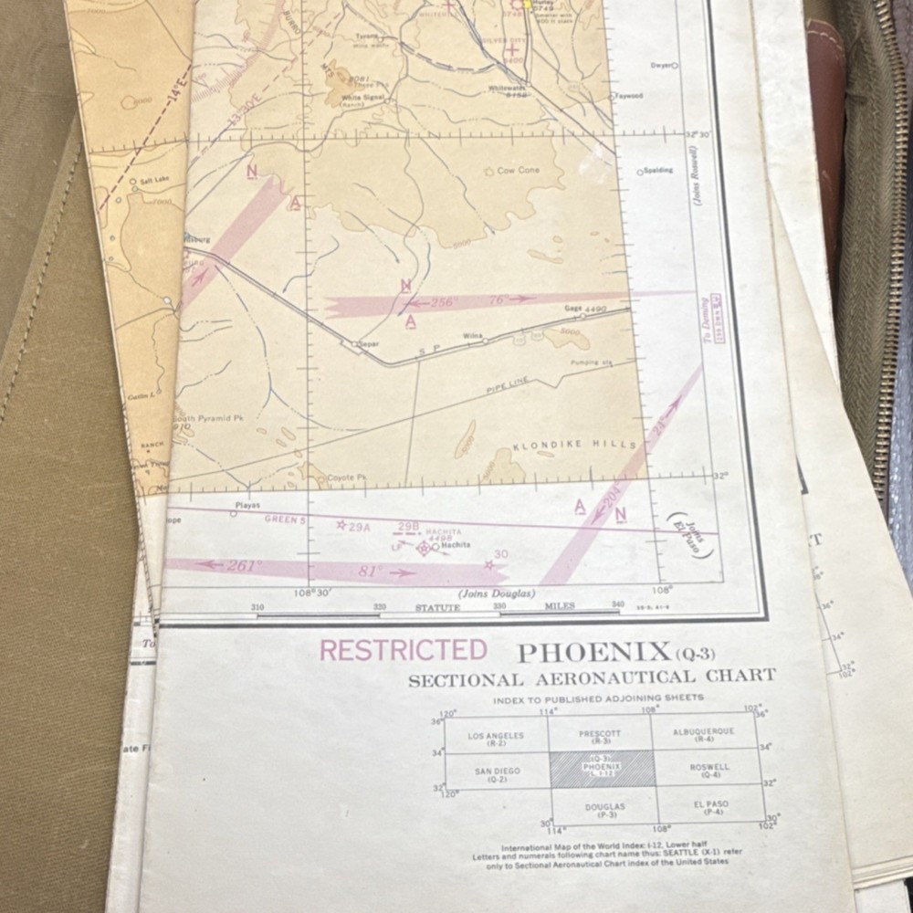 WWII US Army Air Force Pilot Navigation Kit Charts Docs Records Photos rare map