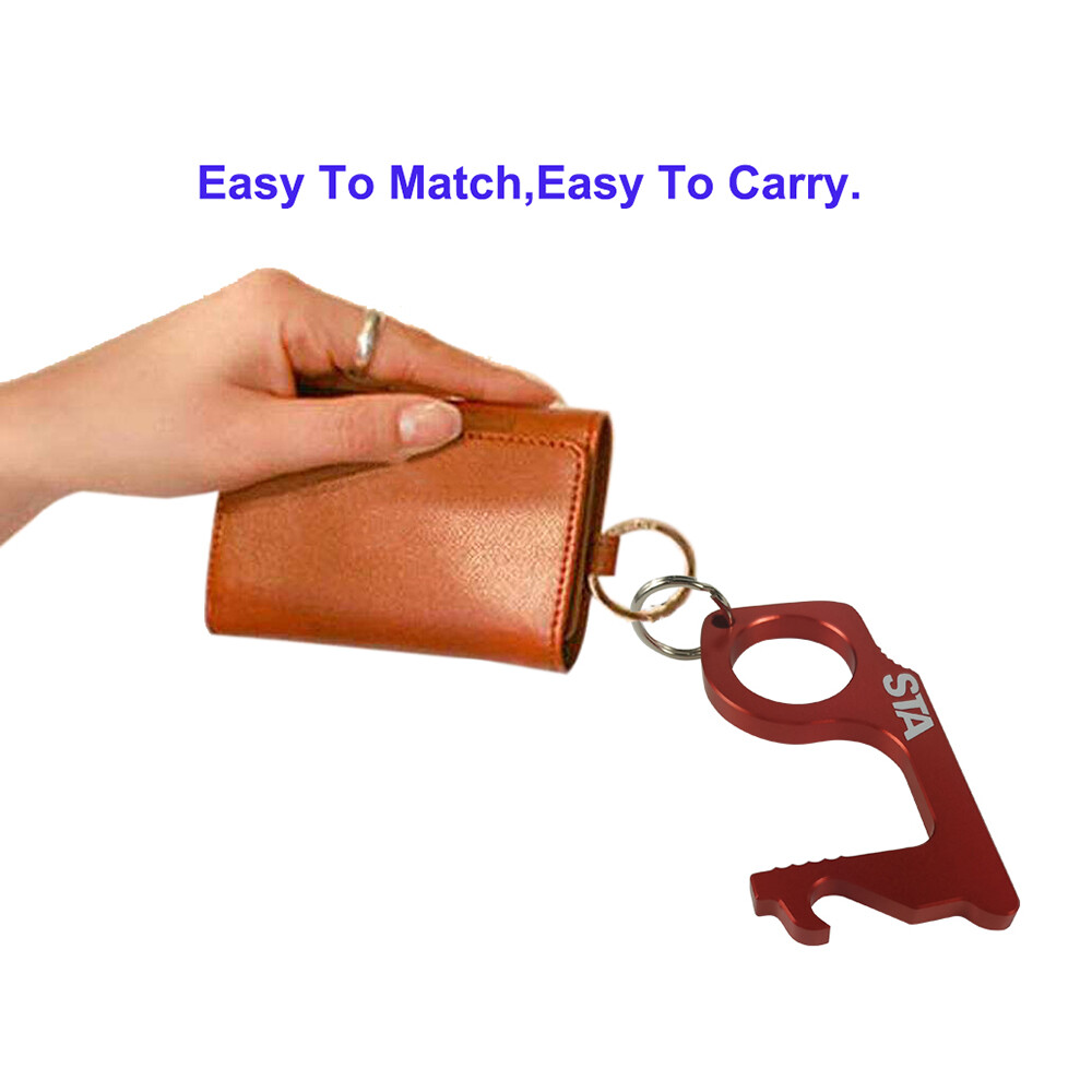 3 Pack Key Door Opener Handheld Keychains No Touch Hand Tool Touchscreen Stylus