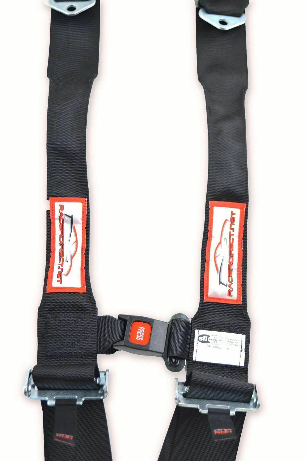 STERNUM STRAP SFI 16.1 RACING HARNESS HANS LATCH & LINK 5 POINT SEAT BLACK
