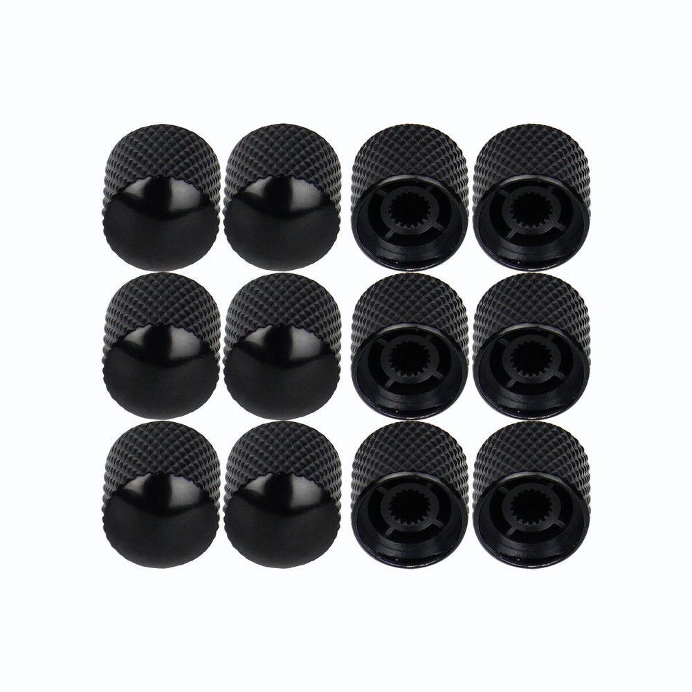 New 12pcs Black Guitar Bass Knobs Volume/Tone Control Dome Metal Knobs