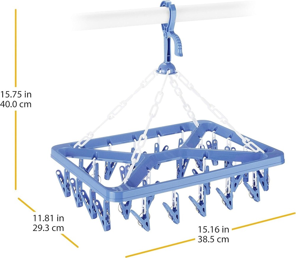 Clothes Drying Rack Plastic 26 Clips Collapsible Adjustable Portable