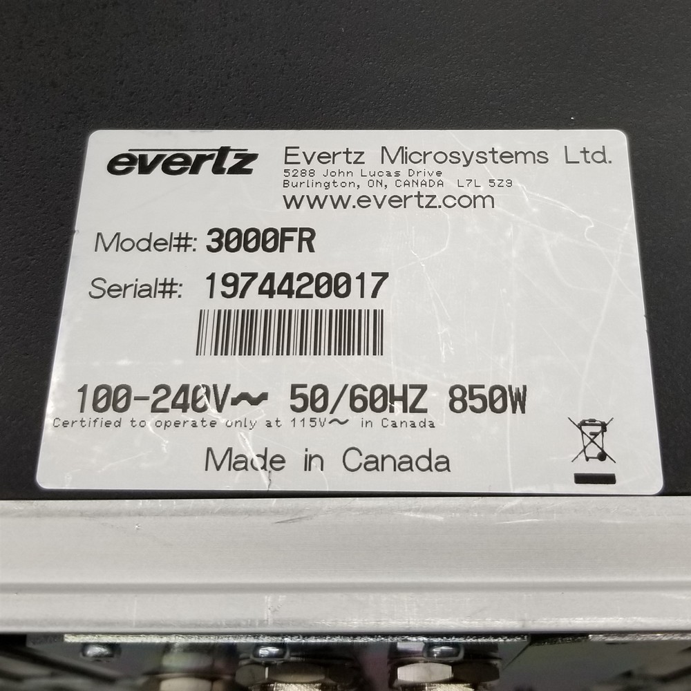 Evertz 3000MVP Multi-Image Processor No PSU w/3000MVP-PPMX16-4G + 3000FC Modules