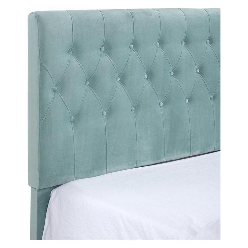 Complete Upholstered Full Bed; Turquoise; Luxurious; Button Tufts