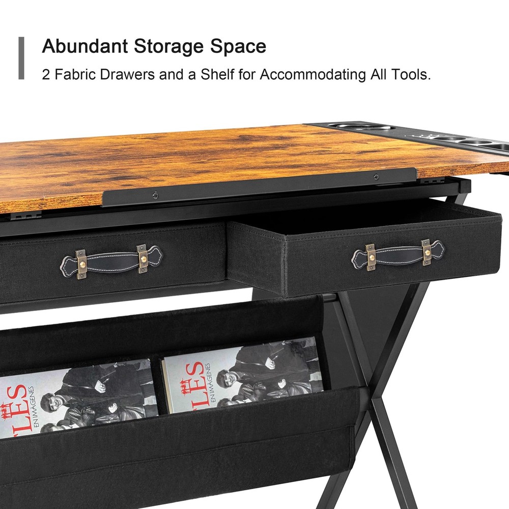 VECELO Drafting Table Art Desk Art Table Adjustable Drawing Table Tilted Tabl...