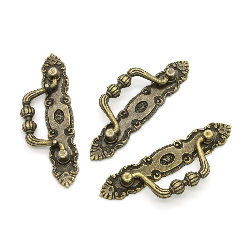 6 Pieces Bronze Pull Handle Drawer Pulls Vintage Decorative Handles, Cabinet ...