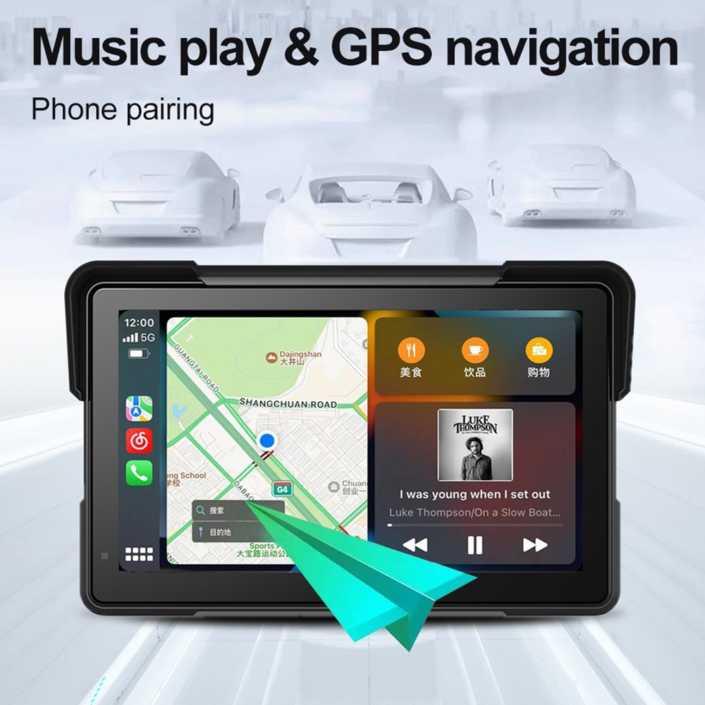 7Inch Motorcycle Navigation GPS Wireless Carplay Android Touch Screen +TPMS +CAM