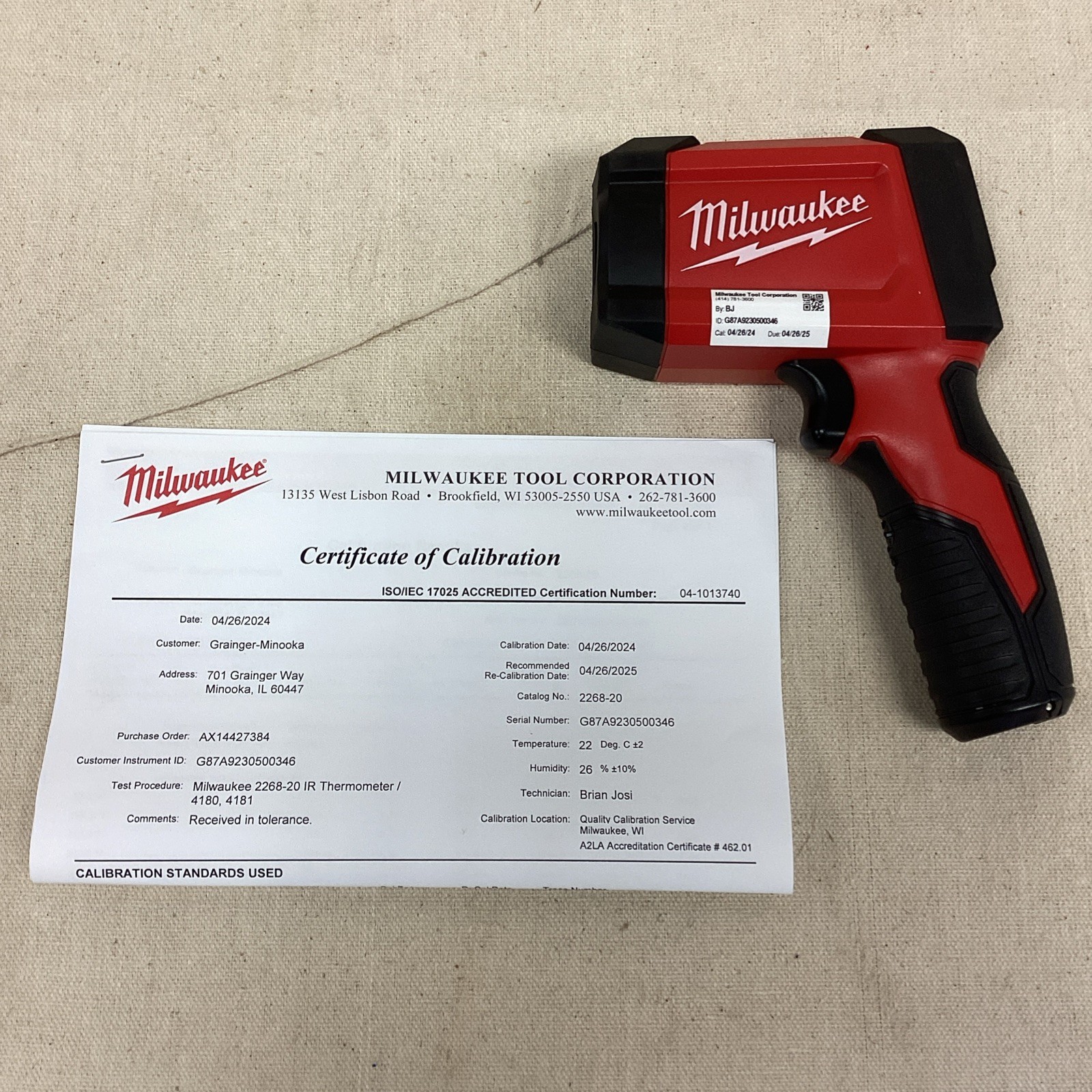 MILWAUKEE 2268-20NST Infrared Thermometer Avg/Difference/Max Temp/Min Temp