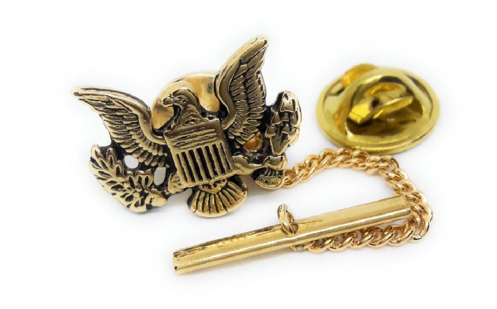 U.S.EAGLE INSIGNIA TIE TACK / LAPEL PIN 18KT GOLD PLATED