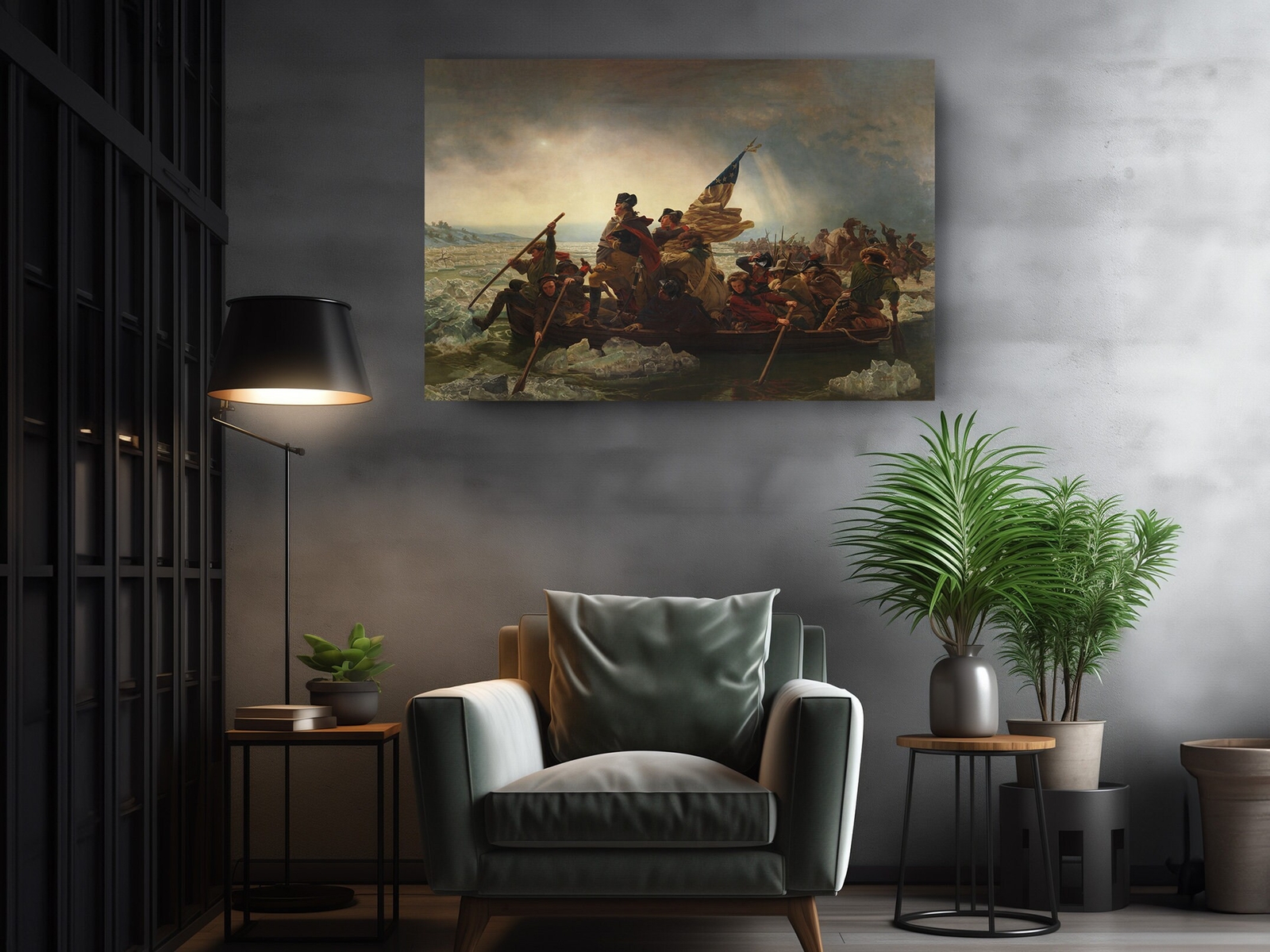 Painting Of George Washington Crossing The Delaware on Canvas Print Art, Big Siz