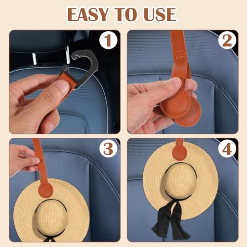 2 Pcs Cowboy Hat Holder for Truck, Leather Magnetic Cap Clip, Truck Car Seat