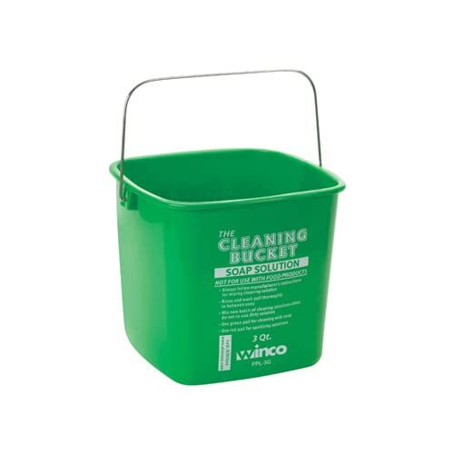 Winco PPL-3G Cleaning Bucket, 3-Quart, Green Soap Solution