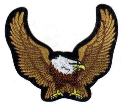EAGLE WITH SPREAD WINGS BIKER BROWN MED. PATCH PT283E