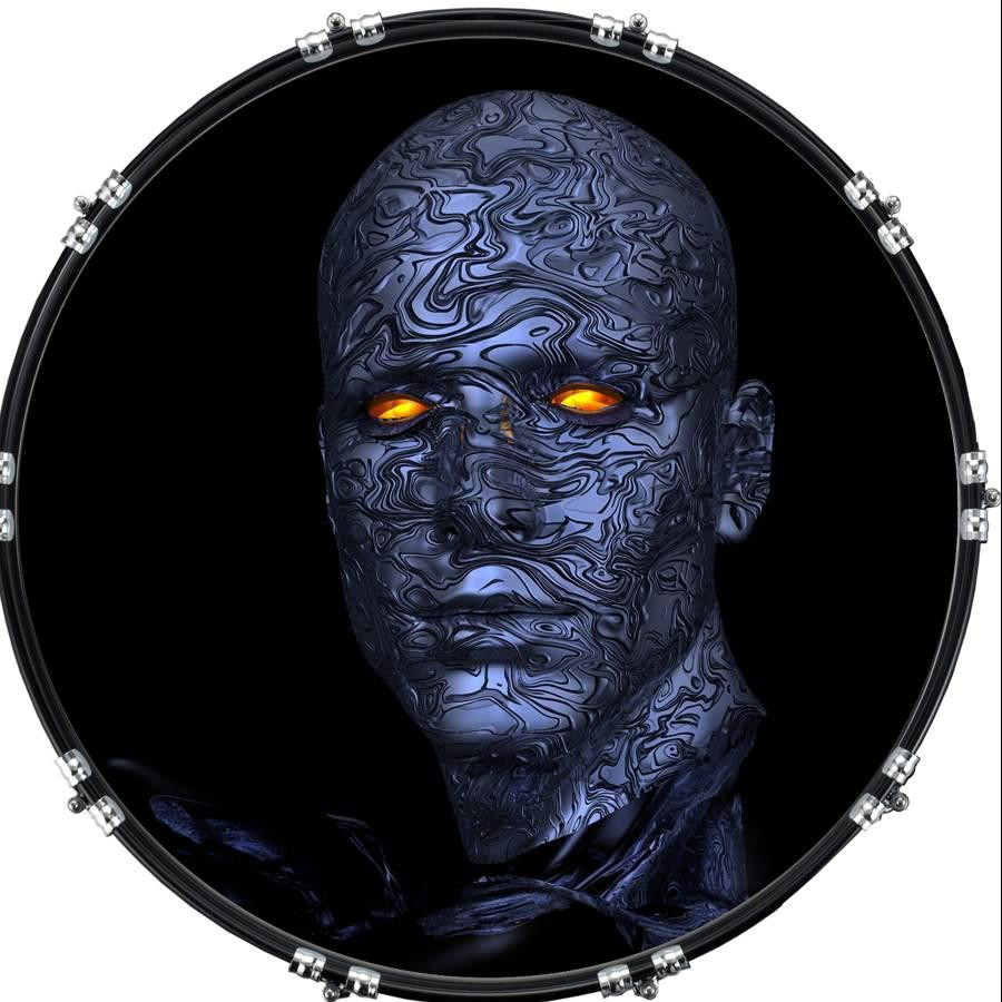 20" Custom Bass Kick Drum Front Head Graphical Cyborg 1